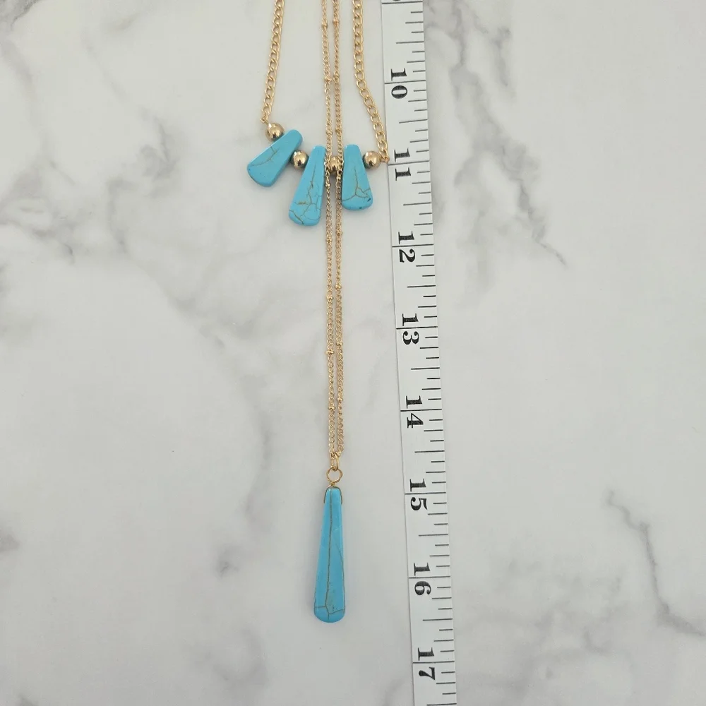 Paparazzi Boho Gold Layered Necklace with Turquoise Accents - Picture 10 of 10